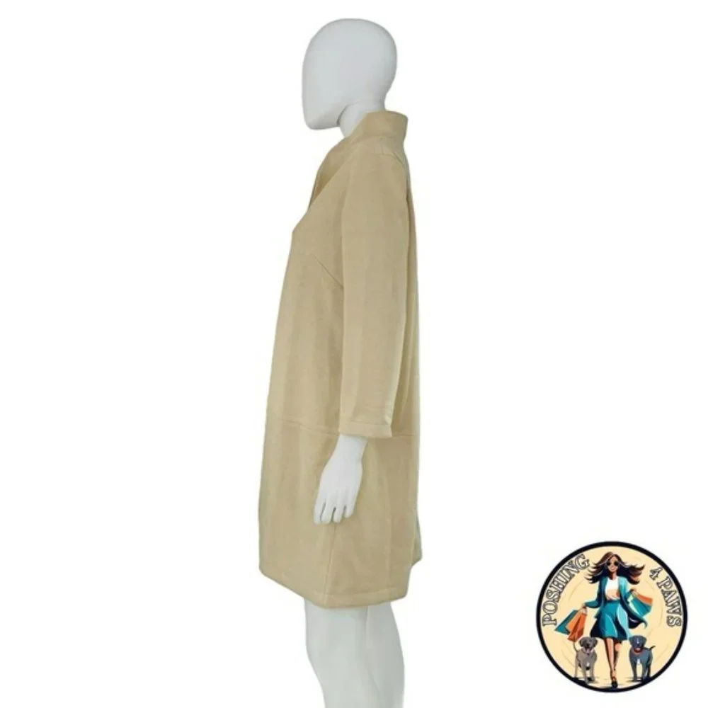 Tuckernuck NEW Bone Ivory Faux Suede Margot Collared 3/4 Sleeve Top Size M - Picture 4 of 10